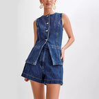 Women's Summer Casual Sleeveless High Coordinated Two-Piece Set