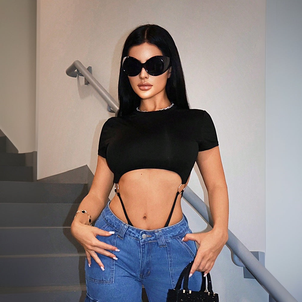 High Waist Slim T-Shirt Jumpsuit