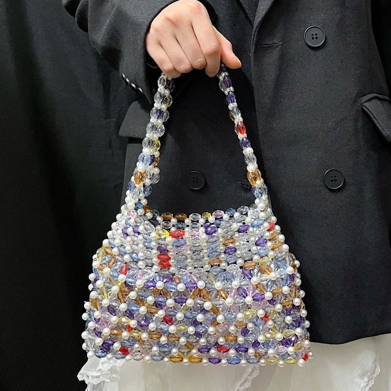 Women's Handmade Beaded Woven Tote Bag