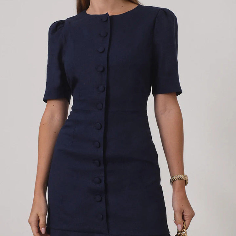 round Neck Single Breasted Short Sleeve Cardigan