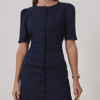 round Neck Single Breasted Short Sleeve Cardigan