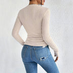 Women's Simple Round Neck Long Sleeve T Shirt Fall Winter Outer Wear Office All Matching Bottoming Shirt Top