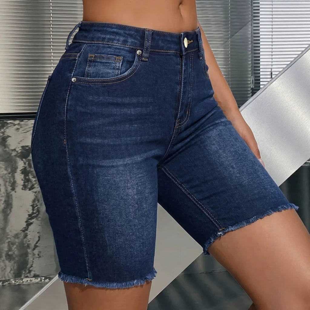 Women High Elastic Mid Waist Shorts