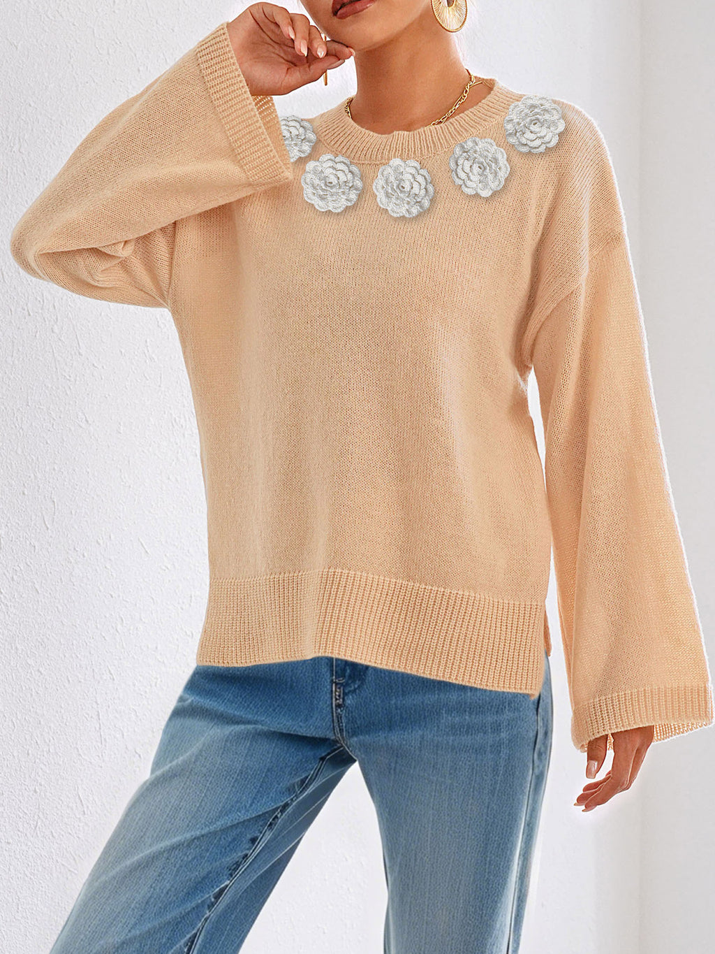Beige Coat 5 Hand Hook Flower