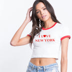 Women's Letter Graphic Print Short Slim Fit Short Sleeved T-Shirt