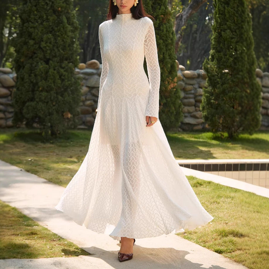 Women's Lace Maxi Dress With Wide Hem