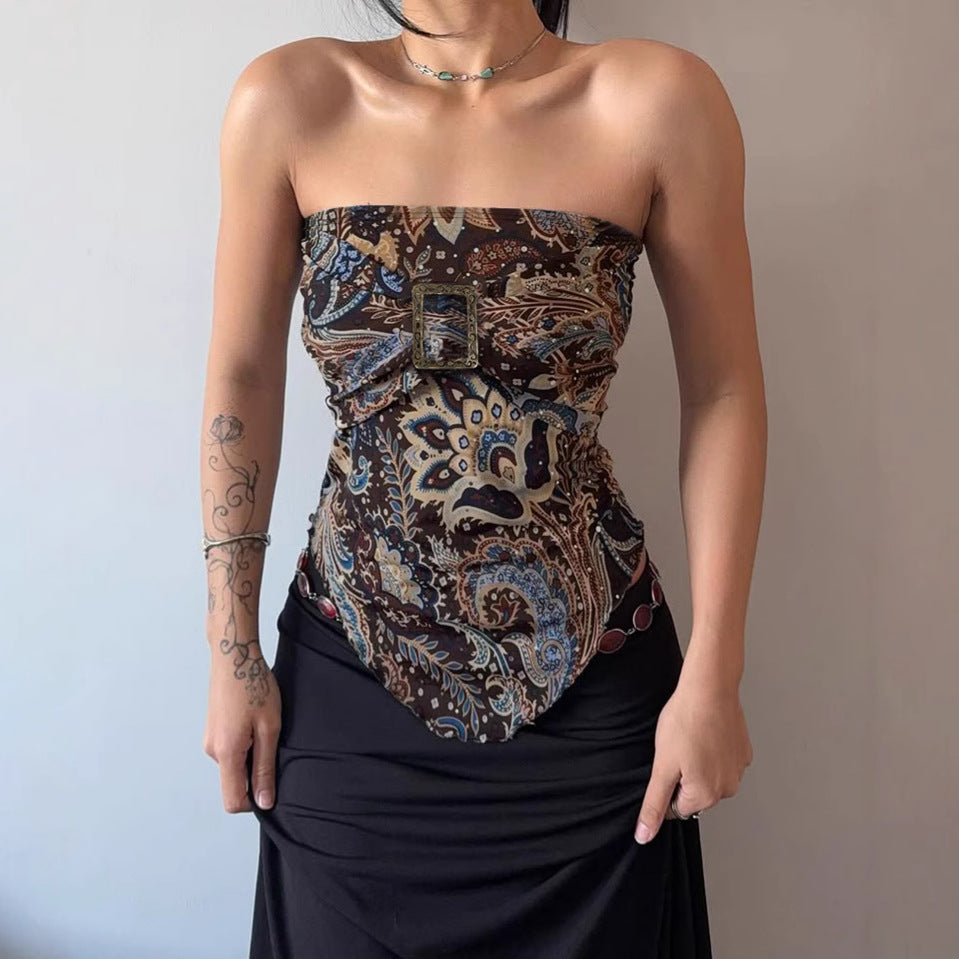 Women's Pleated Asymmetric Vest Top