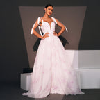Women's Printed Off-Shoulder A-Line Evening Dress