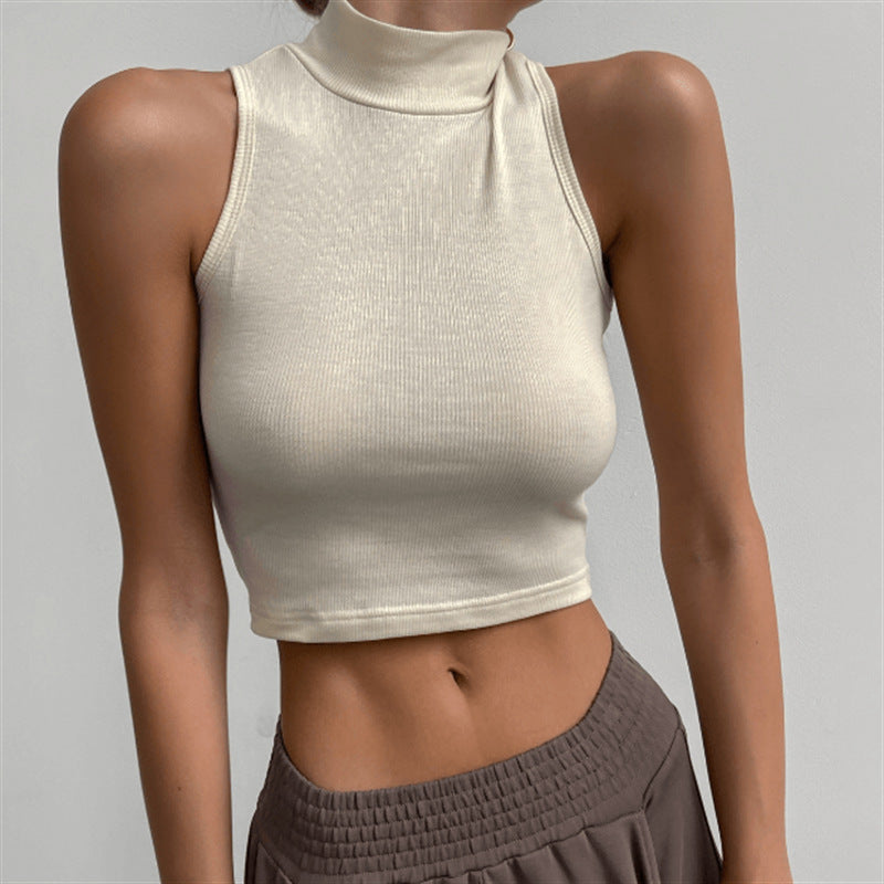 Women’s Black Ribbed Mock Neck Two Piece Crop Set