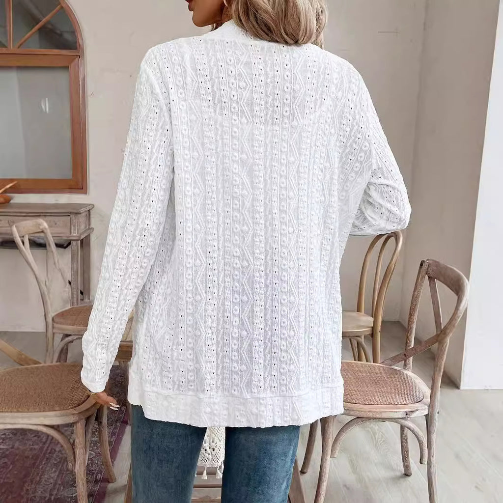 Lace Double-Pocket Long-Sleeve Jacket