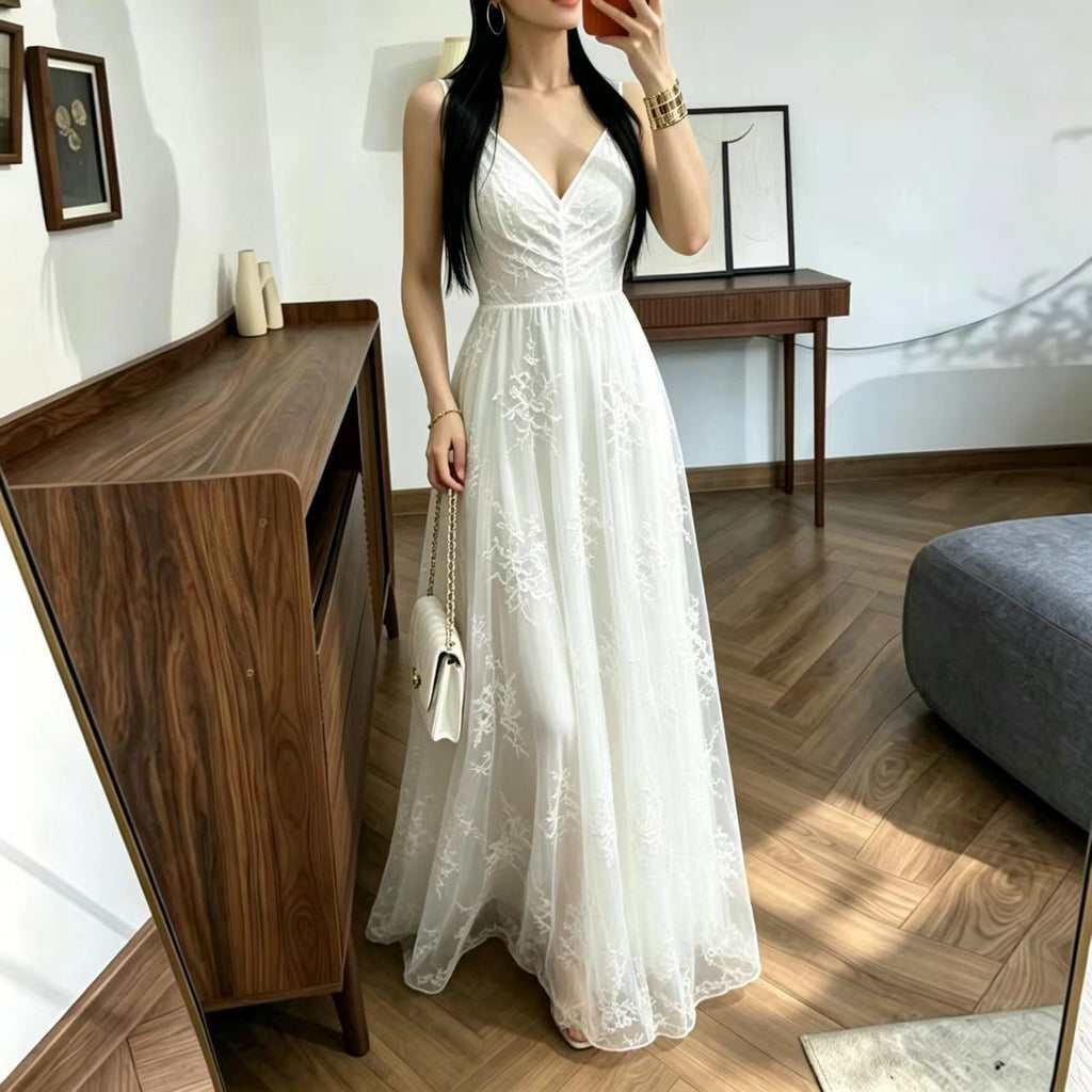Women's Jacquard Brandy Strap Dress Spring Summer Light Luxury Minority