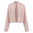 Pink Denim Jacket with Metal Buckles