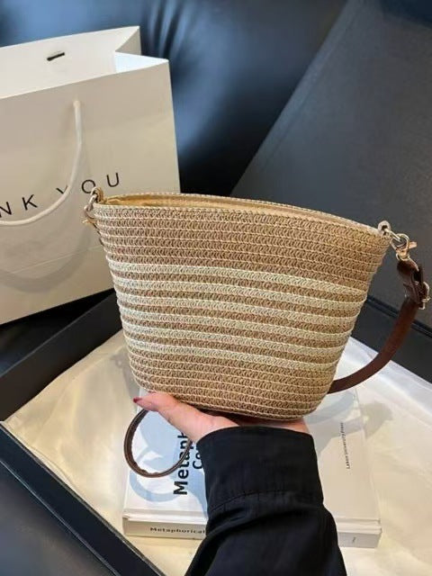Crossbody Small Striped Coffee Beige Stripe