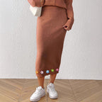 Fall Winter Skirt Women Clothing Three Dimensional Crochet Decorative Hip Skirt Skirt Woolen Skirt