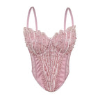 Women's Arrival Handmade Floral Pearl Suspender Vest Sexy Backless Tube Top Outer Wear Boning Corset Corset Body Shaping
