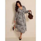 Women's Plus Size Zebra Print V-Neck Midi Dress