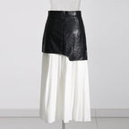 Personalized Street Contrast Color Leather Autumn Skirt