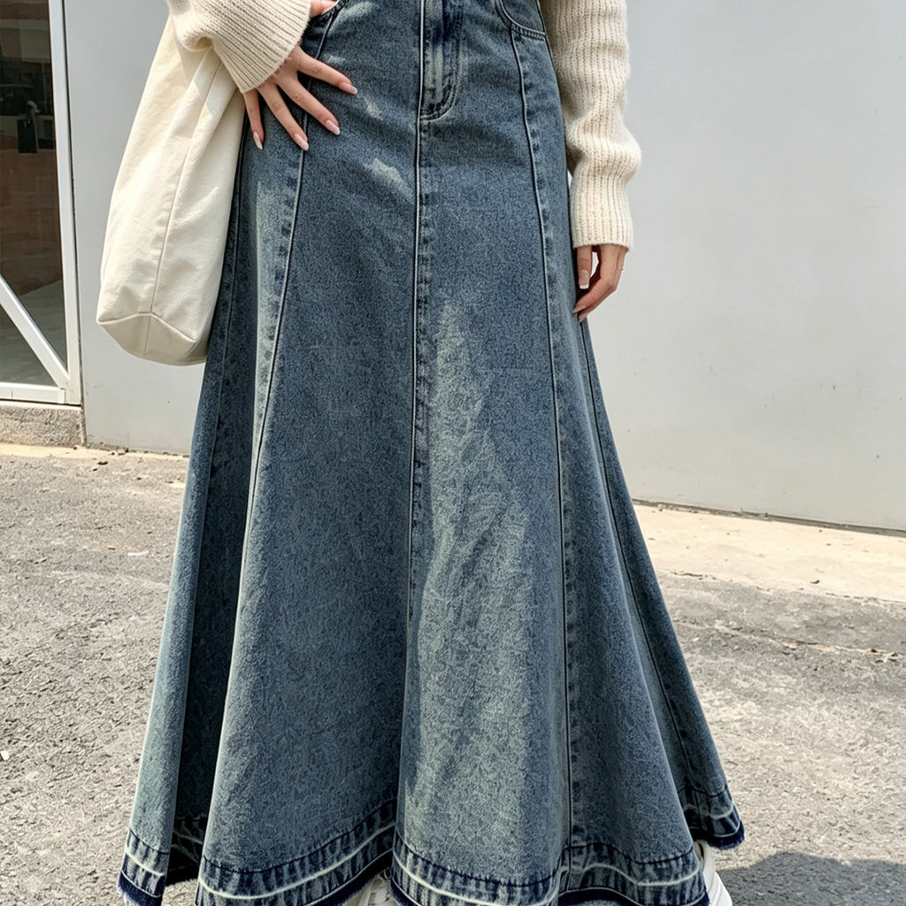 Women's Heavy Duty Washing Wrinkle Treatment Stitching Plastic Skirt