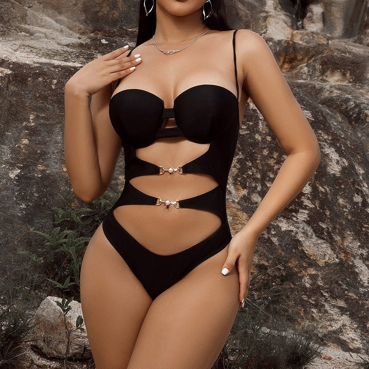 Solid Color One-piece Swimwear