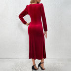 Women’s Velvet Deep-V Slit Bodycon Dress