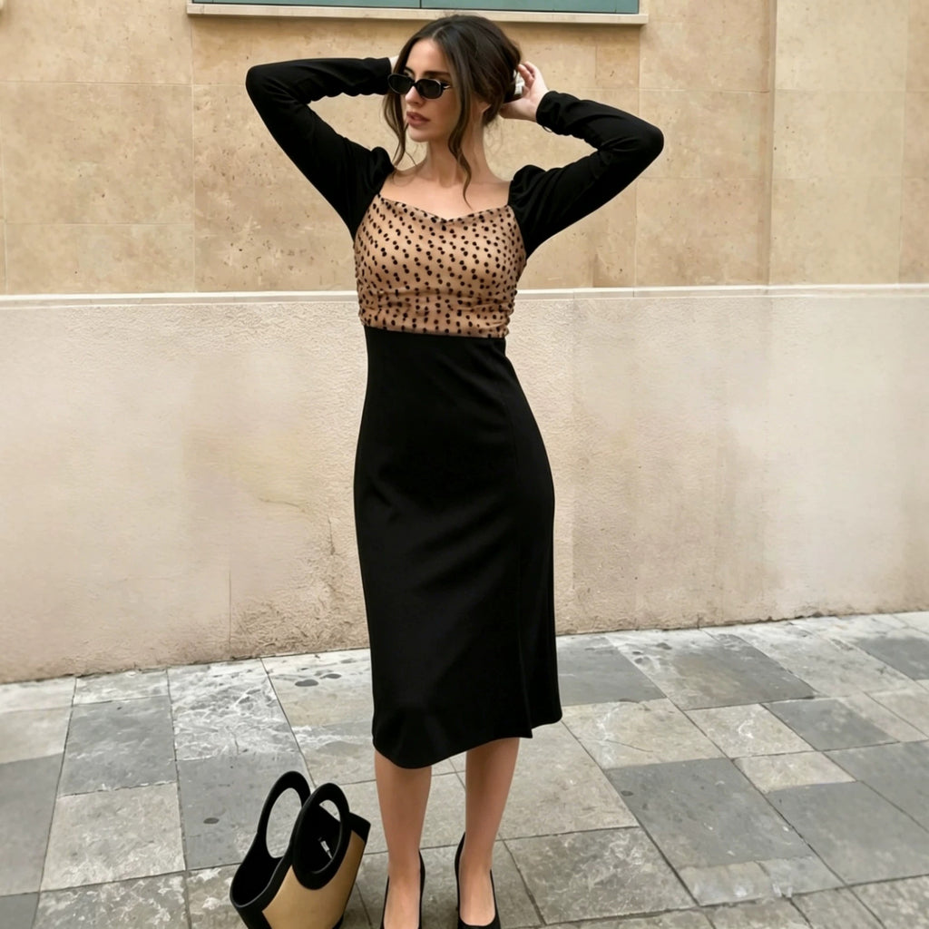 Women's Midi Polka Dot Dress