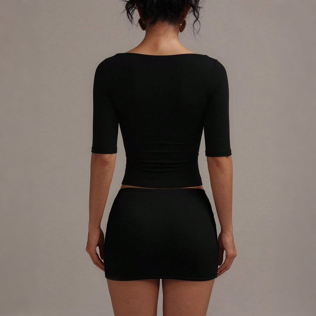 Women's Slim-Fit U-Neck Cropped Top