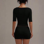 Women's Slim-Fit U-Neck Cropped Top