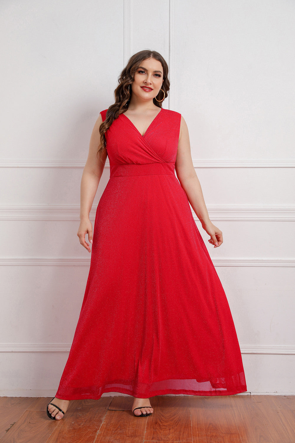 Plus Size Summer Sleeveless V-Neck Maxi Dress