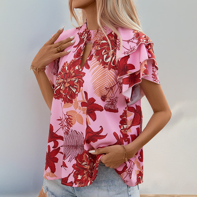Printed Layered Sleeve Summer Shirt