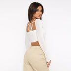 Women's Faux Two-Piece Strap Detail Crop Top