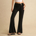 Women's Decoration Bell Bottom Pants Design High Elastic Leggings Hip Wrapped Yoga Trousers