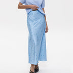 Satin Draping Printed Skirt Waist Controlled Sheath Skirt