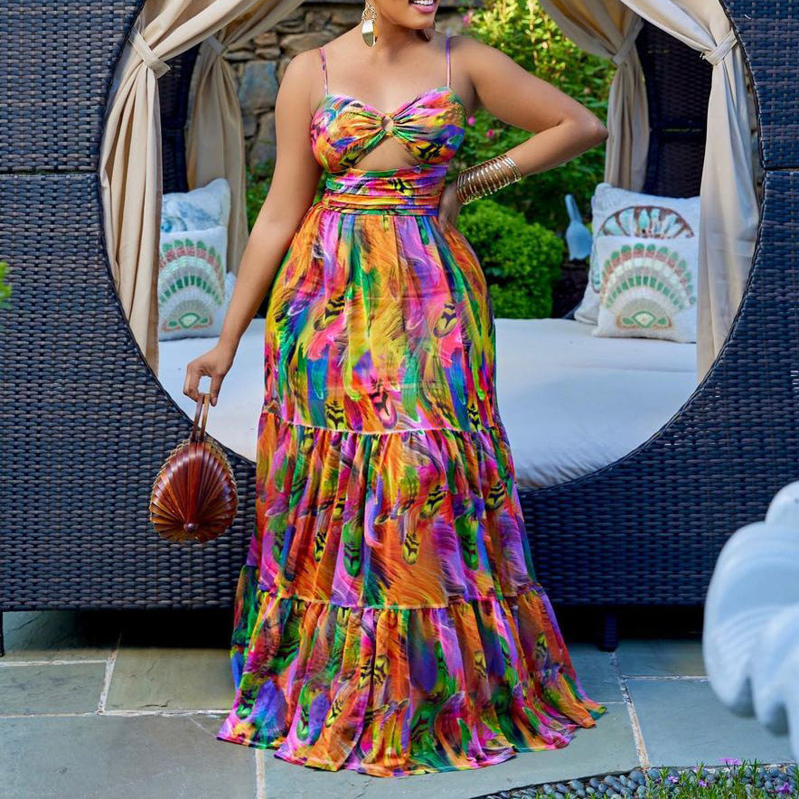 Floral Spaghetti-Strap Maxi Dress