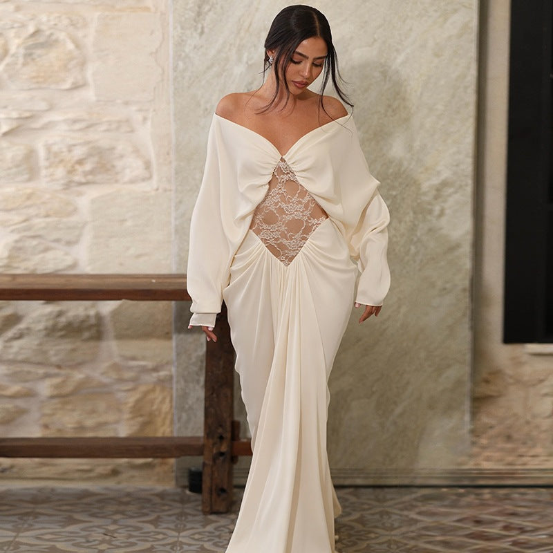 Women's Lace Off-Shoulder Long Sleeve Dress