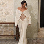 Women's Lace Off-Shoulder Long Sleeve Dress
