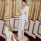 Women's Hollowed Out Heart Shaped Slim Fit One Button Two-Piece Set