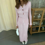 Women's Knit Long-Sleeve Skirt Suit Two-Piece Set
