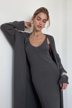Dark Gray Cotton Two-Piece Set