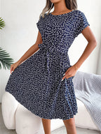 Floral Pleated Swing Dress