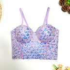 Women’s Pearl Embroidered Sequin Corset Crop Top