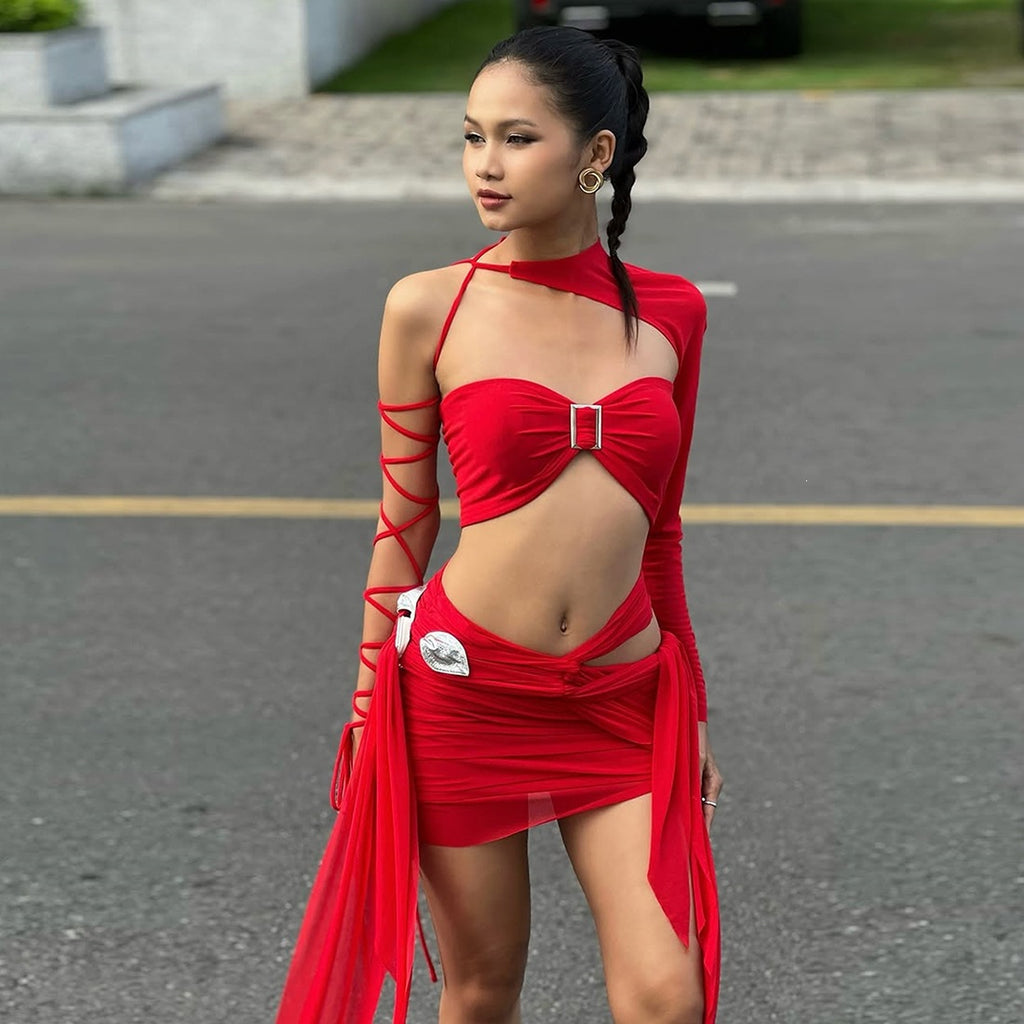 Spring Women Sexy Tube Top Cropped Tank Top Irregular Asym
