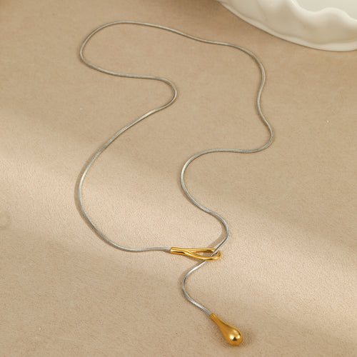 Stainless Steel Necklace Long Water Drop Pull out Y Shaped Chain Necklace for Women Cold Necklace for Women