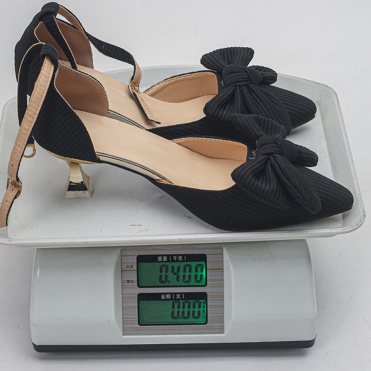 Bow Hollowed Sandals Women Heel Buckle Toe Cap Pointed Shoes