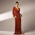 Women's Sequin V Neck Evening Dress