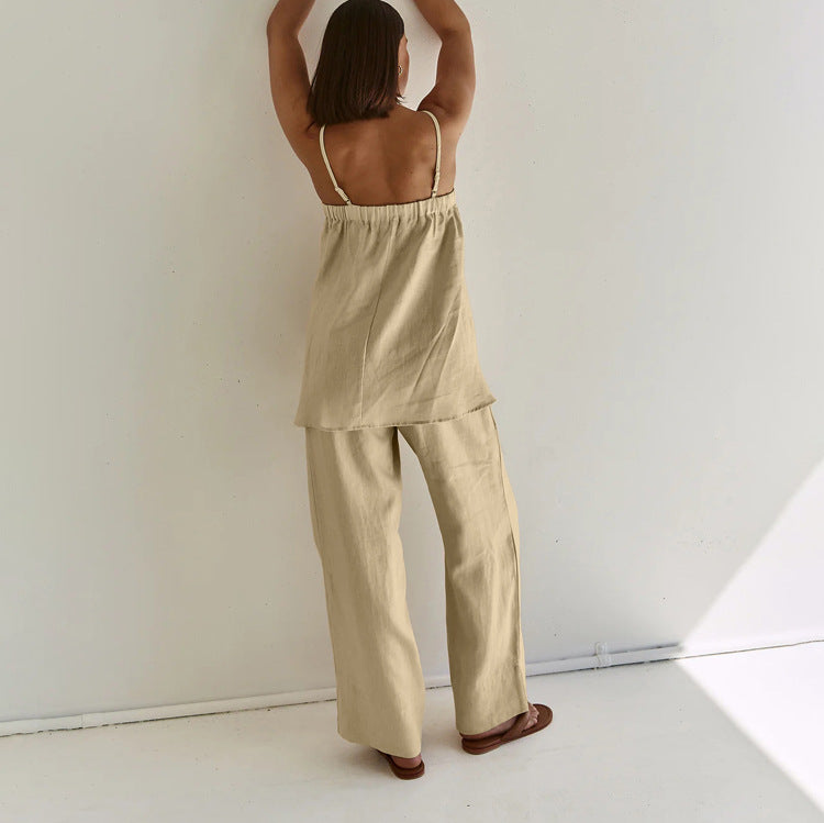 Puffy Camisole Wide Leg Pants Suit Two