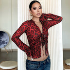 Women’s Sheer Mesh Lace Up Top