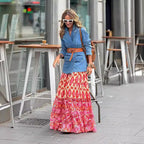Autumn Internet Same Printed Ruffled Big Hem Skirt