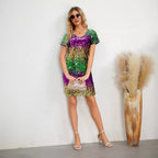 Gradient Color Sequin V Neck Backless Party Evening Dress