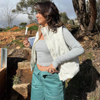 Women’s White Ribbed Crew Neck Cropped Top