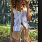 Women's Lace Cotton Ruffle Camisole